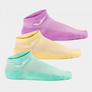 CALCETINES INVISIBLE AMARILLO MORADO VERDE PACK-3